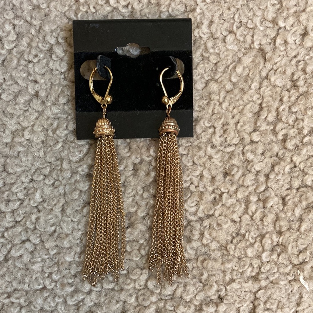 Gold tone dangle chain earrings